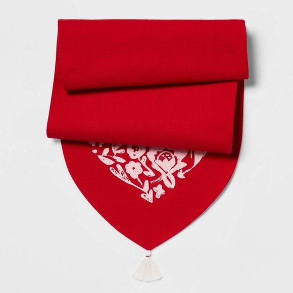 72 X 14 Cotton Floral Heart Kitchen Table Runner - Threshold - Picture 1 of 1